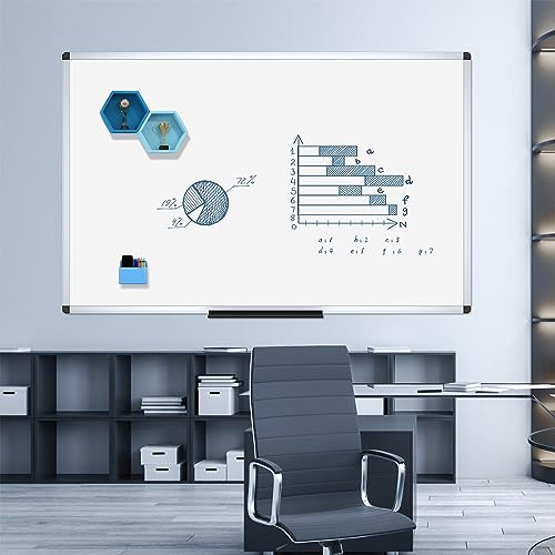 VIZ-PRO Dry Erase Board, 96" x 40" Large Magnetic Whiteboard for Wall - size: 96"W x 40"H