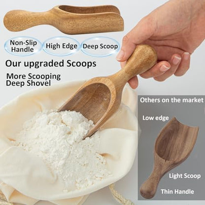 Large Coffee Scoop Shovel, 3pcs Wooden Scoop for Jars, 5.9″ Big Ground Coffee Scoop Measuring Spoons for Coffee, Tea, Powder- Multifunctional Kitchen Scoop for Bath Salts,Laundry (Acacia Wood) - color: 5.9″ Large Scoops 3pcs