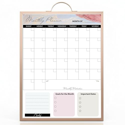 Magnetic Dry Erase Board 12x16 with Handle, Double Sided Portable Rose Gold Whiteboard for Home, Office, School & Kitchen, Includes Weekly & Monthly Magnetic Planner Sheets - style: Rose Gold Handle + Planner