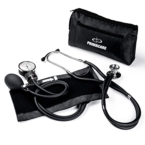 Primacare DS-9181-BK Professional Aneroid Sphygmomanometer and Sprague Rappaport Stethoscope, Manual Blood Pressure Kit with Cuff and Carrying Case, Black - color: Black