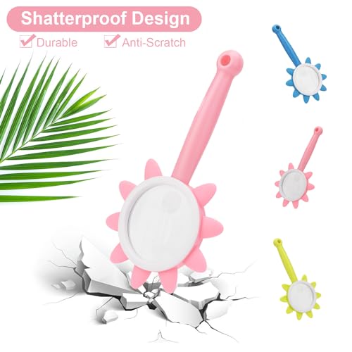 Rongon 10X Kids Magnifying Glass 3PCS Handheld Magnifier (Pink/Blue/Green) - color: Pink/Blue/Green