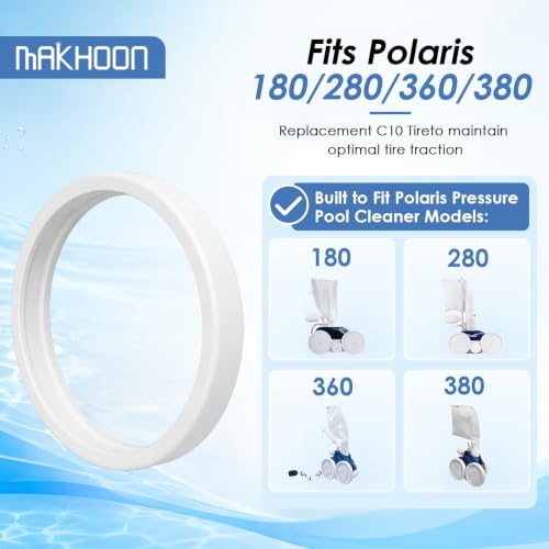 MAKHOON C10 Pool Cleaner Replacement Tire, All Purpose Compatible with Polaris 180 280 360 380 Pool Cleaners, 3 Pack - size: 3P
