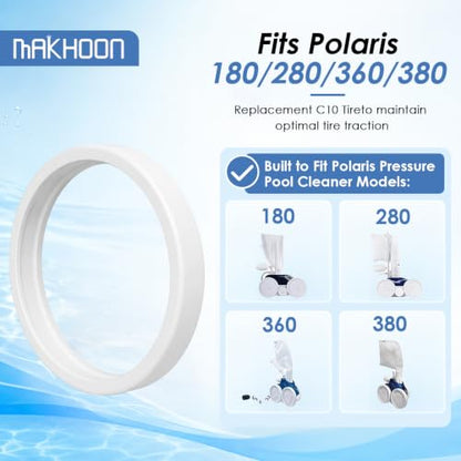 MAKHOON C10 Pool Cleaner Replacement Tire, All Purpose Compatible with Polaris 180 280 360 380 Pool Cleaners, 3 Pack - size: 3P