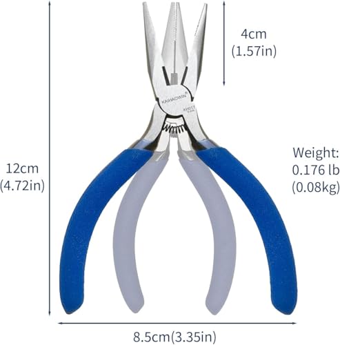 KAIHAOWIN 5" Mini Needle Nose Pliers - 10 Pack, Small Precision Pliers Set for Jewelry Making & Crafts, Spring Loaded Long Nose Pliers with Wire Cutter, Rustless High Carbon Steel for Bulk Projects - size: 10 Pack