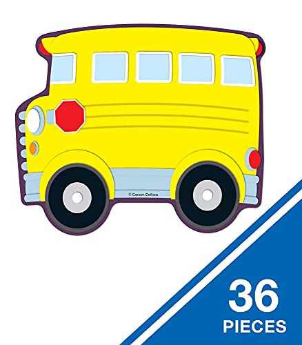 Carson Dellosa 36 School Bus Bulletin Board Cutouts, Bus Cutouts for Bulletin Board, Preschool & Kindergarten Classroom Décor, Back to School Classroom Cutouts, Elementary Classroom Décor - size: Regular, style: School Bus