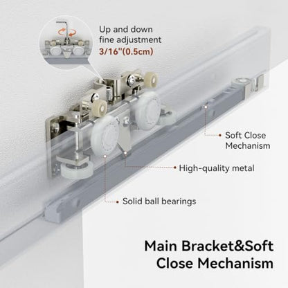 48" Concealed Sliding Barn Door Hardware Kit with Soft Close Mechanism,Aluminum Hidden Wall Mount System,Fit Openning Width 25"~40",No Floor Track,Supports Up to 176 lb(NO Door) - size: 48" Track Kit(No Door)