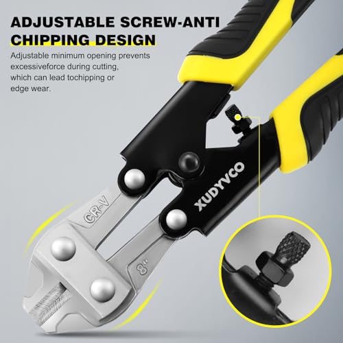 XUDYVCO 8IN Heavy Duty Mini Bolt Cutters with Labor-Saving Spring