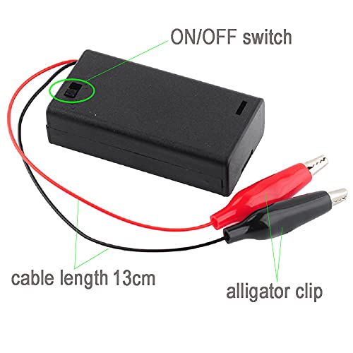 3V 2 Cell AA Battery Holder Case with ON/Off Switch Alligator Clip