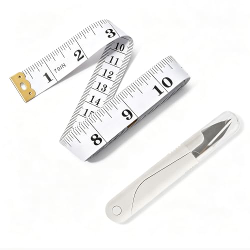 Soft Tape Measure with Scissor, Dual Scale Body Measurement for Weight Loss, Sewing, Fabric, Cloth, Knitting, Flexible Tailor Craft Ruler, 200cm/79 inch (White) - size: 1PCS