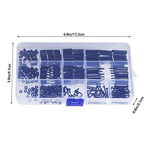 Lystaii 320pcs M2 Nylon Hex Spacer Standoff Kit Male Female Screw Nut Threaded Pillar Hex Standoff PCB Motherboard Circuit Board Standoffs Mounting Hardware Spacer Assortment Kit (Black, M2)