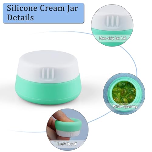 6Pcs Silicone Travel Jars for Toiletries, 0.7oz travel containers for cream - color: A-2blue2green2yellow