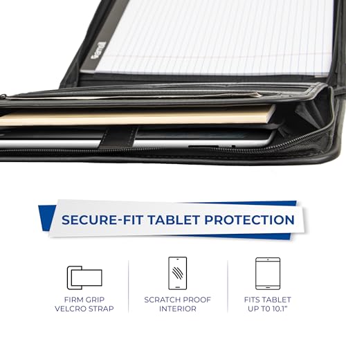 Samsill Professional Padfolio with Secure Zippered Closure, 10.1 Inch Tablet Sleeve, and 8.5 by 11 Inch Notepad, Black, Full Size (70820) - size: Letter - 8.5 x 11 inches, style: Zipper Padfolio