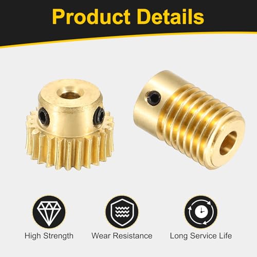 uxcell Worm Gear Set Right Rotation 25T 0.5 Module 1:25 Reduction Rate - size: Gear-3mm, Rod-5mm Bore, style: 0.5M-25T