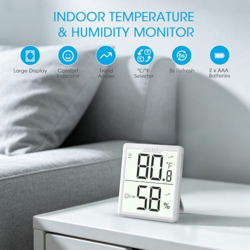 DOQAUS 3 Pack Digital Hygrometer Indoor Thermometer White - color: White