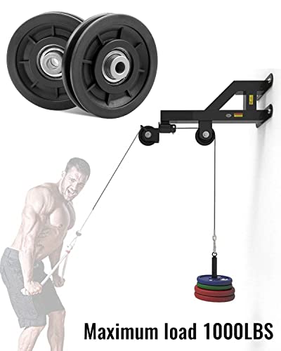 2 PCS 3.5Inch/90mm Nylon Bearing Pulley Wheel, Silent Bearing Replace for Garage Gym Equipment Pulley System, Universal Wearproof Bearing Maximum Working Load of 1000 LBS - size: 2 Pack