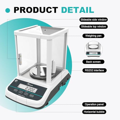 JOANLAB FA5003S Analytical Balance, 500g x 1mg Ext Calibration - size: 500