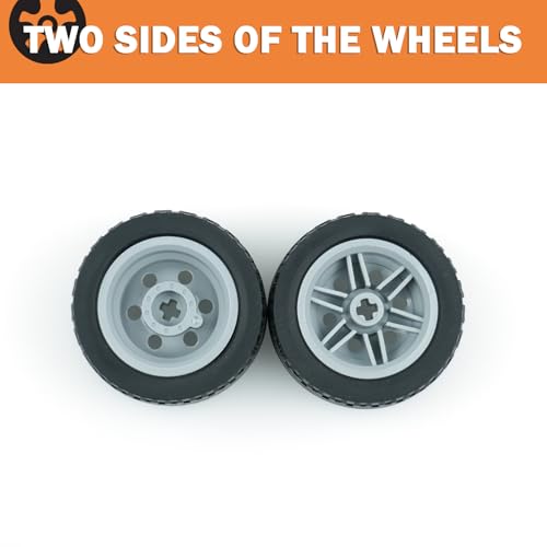 MALEKO 8 PCS Wheels and Tires Set, Tires Dia. 43.2X22mm&Rim Dia. 30.4X 20mm Compatible with Major Brand Technical Building Block Pieces and Parts - color: Black No.2