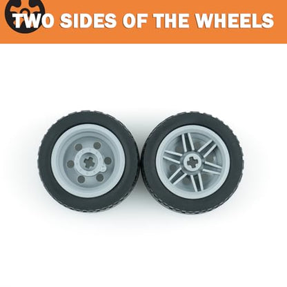 MALEKO 8 PCS Wheels and Tires Set, Tires Dia. 43.2X22mm&Rim Dia. 30.4X 20mm Compatible with Major Brand Technical Building Block Pieces and Parts - color: Black No.2