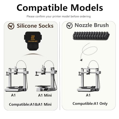 Hotend Care Kit:10Pcs Silicone Sock & 3Pcs Nozzle Brush for Bambu Lab A1 - size: For A1