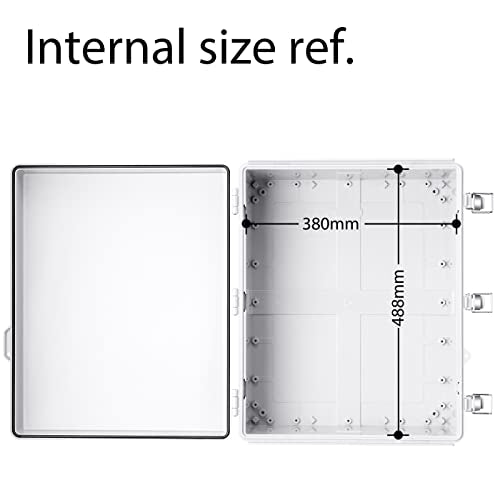 Gratury Junction Box, IP67 Waterproof Plastic Enclosure for Electrical Project, Hinged Grey Cover, Includes Mounting Plate and Wall Bracket - color: Grey, size: 20"×16.1"×7.9"