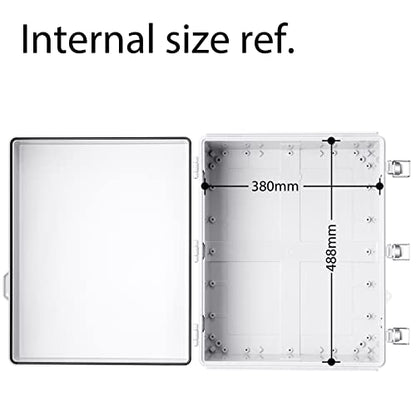 Gratury Junction Box, IP67 Waterproof Plastic Enclosure for Electrical Project, Hinged Grey Cover, Includes Mounting Plate and Wall Bracket - color: Grey, size: 20"×16.1"×7.9"
