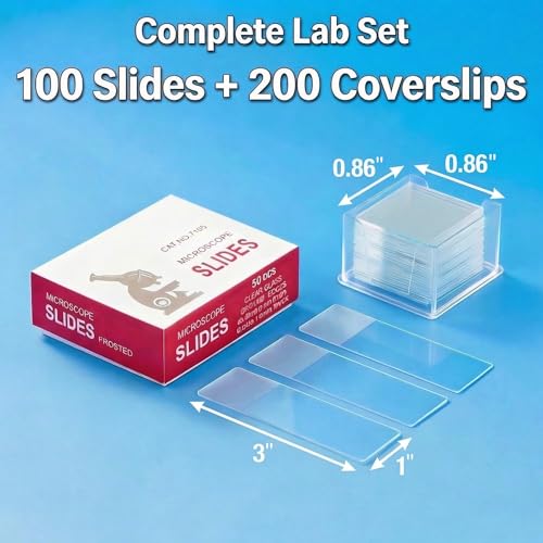 300pcs Microscope Slides and Coverslips Set (100 Slides + 200 Cover Slips)