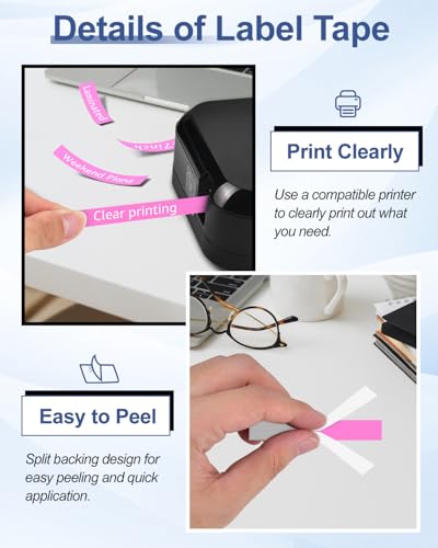 5 Pack Compatible with P-Touch TZe-MQP35 TZ-MQP35 White on Berry Pink 12mm 0.47'' Laminated Label Tape Replacement for Ptouch PT-H100 PT-D200 D210 D400 PT-P700 PT-1000 PT-2030 Label Maker - color: White on Betty Pink, size: 12mm