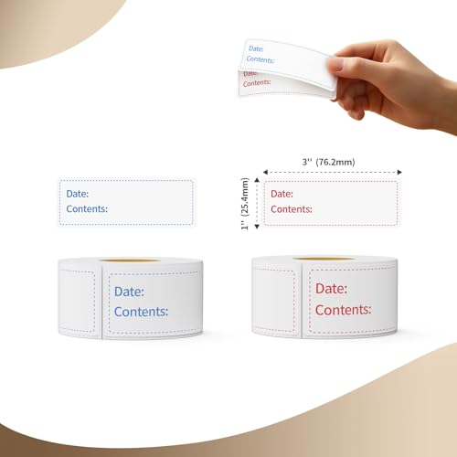 300 Labels Removable Food Labels, HUOJI 1 x 3 Food Label Stickers - size: 1x3-2 Rolls | 300 Sheets
