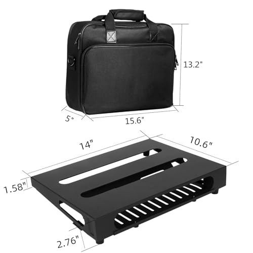 14" x 10.6" Guitar Pedal Board with Power Supply Tray - color: Black, size: 14" x 10.6"