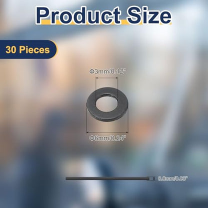 uxcell 30 Pcs M3 PVC Flat Washers 3mm ID 6mm OD 0.8mm Thick Plain Washer Grommets Plastic Sheet Gasket Fastener Sealing Spacer Gasket Ring Water Hose Washers, Clear Black - size: 3mm x 6mm x 0.8mm