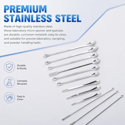 22 Pcs Stainless Steel Micro Scoop Set, Mini Lab Spatula