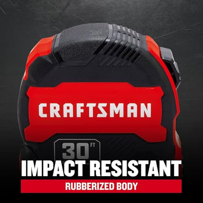 CRAFTSMAN 30-ft Tape Measure with Fraction Markings, Retractable (CMHT37445S) - size: (Pack of 1)
