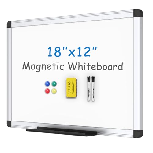VIZ-PRO Magnetic Whiteboard, 18 x 12 Inches, Dry Erase Board for Wall - size: 18"W x 12"H