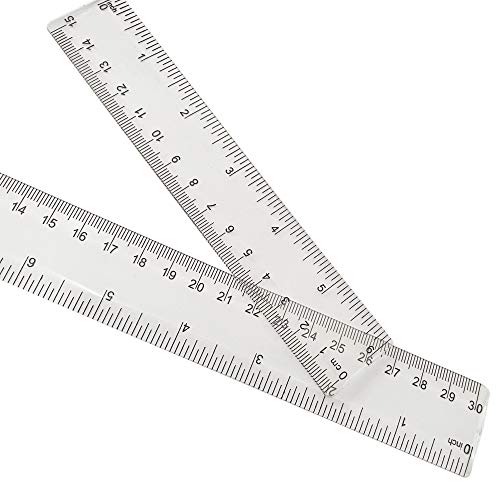 2Pcs Clear Ruler Plastic Rulers Straight Ruler for School 6 Inch 12 Inch - size: 2pcs Clear (6 Inch+12 Inch)
