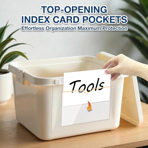 H4D 48 Pack labels for Storage Bins, 4" x 6" Plastic Clear Adhesive Pockets - size: 4" x 6", style: 48 Pack