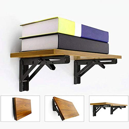 Storystore Folding Shelf Brackets, 14 Inch 2 Pcs Black Stainless Steel - size: 14 Inch
