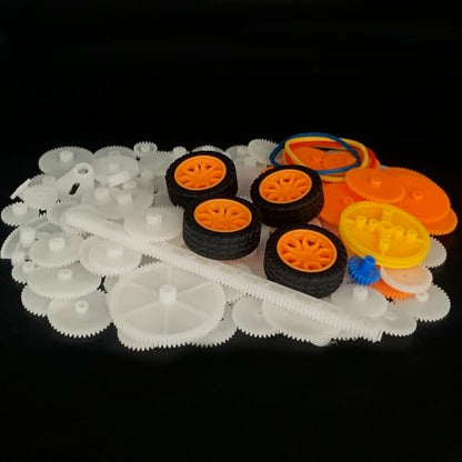 164PCS Plastic Gear Set Toy Car Wheel with Shaft Axles Connecting Rod Drive Belt Single Double Motor Gear for DC Motor RC Car Truck Robot DIY Model Toy Building Projects (164)