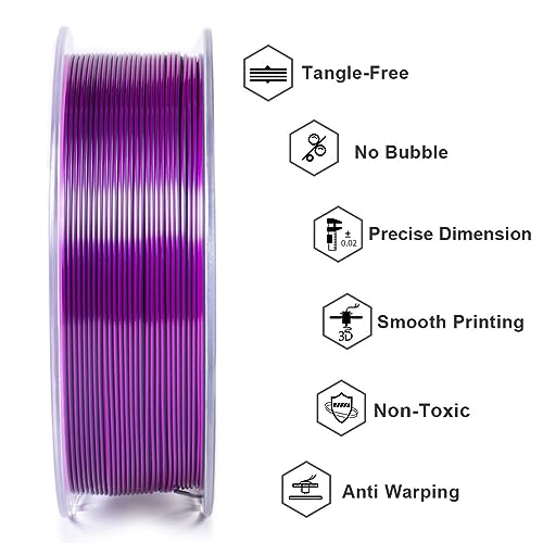 Geeetech Silk Tri‑Color PLA 3D Filament 1.75mm, Blue Purple Black, 1KG - color: 1kg Triple Color Blue-purple-black