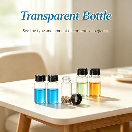 10 Pack 10ml Clear Small Glass Bottles with Plastic Screw Caps - color: clear, size: 10ml