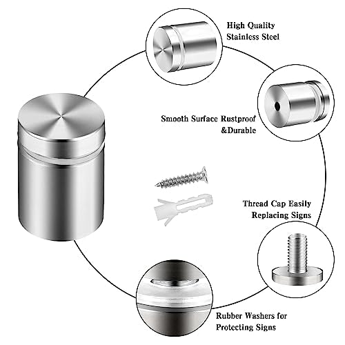 Standoff Screws for Acrylic Signs & Mounts - Metal Standoffs (0.75x1 in) - size: 0.75x1 in (12 Pcs)