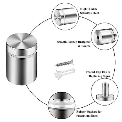 Standoff Screws for Acrylic Signs & Mounts - Metal Standoffs (0.75x1 in) - size: 0.75x1 in (12 Pcs)