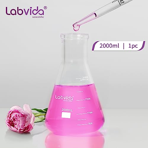 2000ml Narrow Mouth Glass Erlenmeyer Flasks, LVC010 - style: Vol.2000ml, Pack of 1