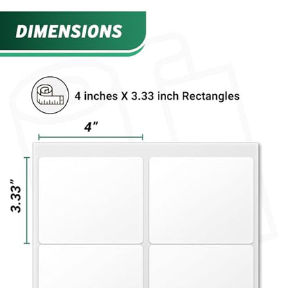 Blank Rectangle Labels, White, 4" x 3.33" - size: 4" x 3.33"