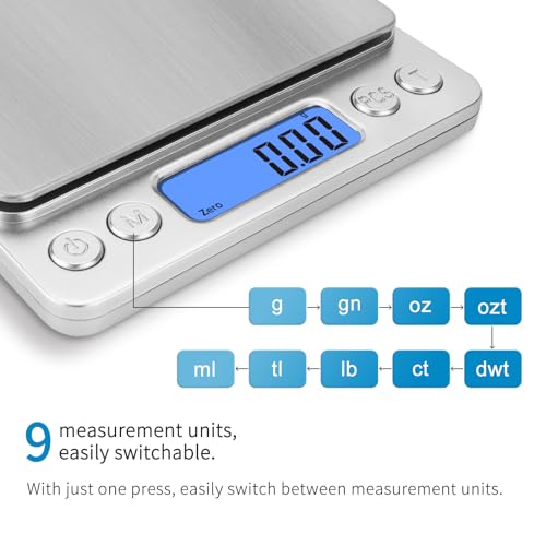 Toprime Digital Gram Scale 500g 0.01g Food Scale Kitchen High Precision