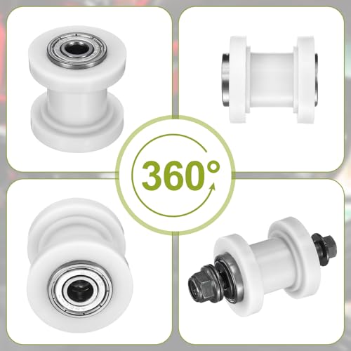 PATIKIL 8mm Grooved Roller Pulley Tensioner Chain Roller Pulley Mini White - color: White