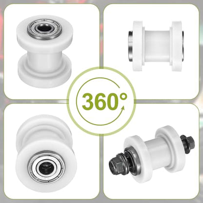 PATIKIL 8mm Grooved Roller Pulley Tensioner Chain Roller Pulley Mini White - color: White