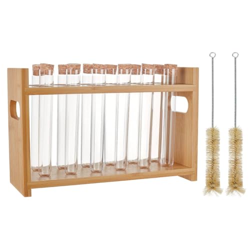 OLYCRAFT 15Pcs/Set Wood Test Tube Rack Set 10.4x3.9x6.7 Inch Wooden Tube Holder Plastic Test Tubes Kit 12 Holes Centrifuge Tubes Holders for Chemistry Laboratory Scientific Experiments