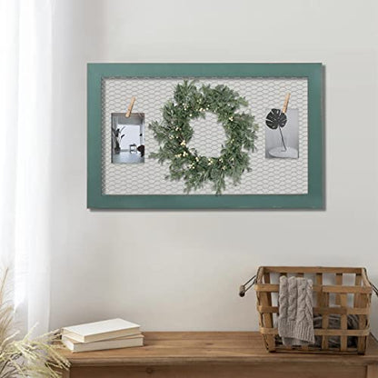 18 × 29" Chicken Wire Frame Large Bulletin Board, Hanging Jewelry Organize - color: Green