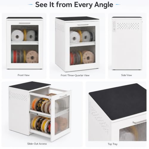 3D Printer Cabinet, Big Sturdy 3D Printer Stand Table with Filament Storage (CL-White) - color: CL-White