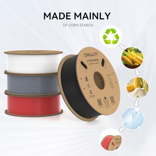 Creality Hyper PLA Filament 1.75mm, 30-600mm/s High Speed 3D Printer Filament, Dimensional Accuracy +/-0.02mm, Fit Most FDM 3D Printers, 4 Pack 1kg Spool(2.2lbs), Black & White & Grey & Red - color: Black & White & Grey & Red